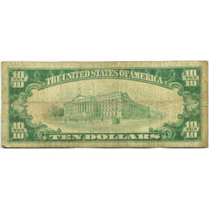 USA, National Curreny, The First National Bank of Marietta Ohio, 10 dolarów 1929, seria D, RZADKIE