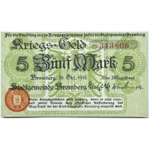 Bromberg, Bydgoszcz, 5 marek 1918, numer 343806, oliwkowy