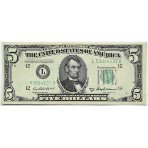 USA, 5 dolarów 1950 B, seria L - California