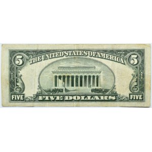 USA, 5 dolarów 1928, seria G, czerwona pieczęć