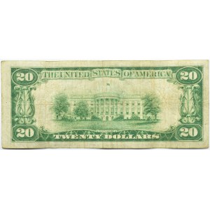 USA, 20 dolarów 1928, seria A, GOLD CERTYFIKAT - żółta pieczęć, RZADKI