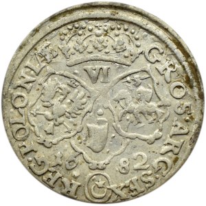 Jan III Sobieski, szóstak 1682, Bydgoszcz, duża 2 w dacie, 13 klejnotów w koronie, Leliwa