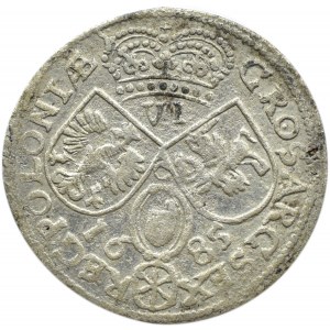 Johann III. Sobieski, Sixpence 1685 TLB, Krakau, gekrönter König
