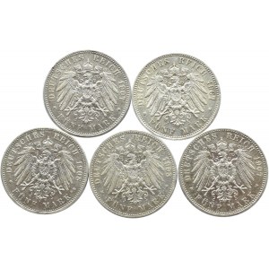 Niemcy, Prusy, Wilhelm II, lot 5 marek 1903-1907 A, Berlin