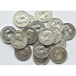 Niemcy, Prusy, Wilhelm II, lot monet 3 marki 1908-1913 A, Berlin
