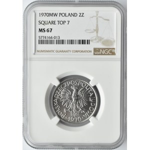 Polska, PRL, Jagody, 2 złote 1970, Warszawa, NGC MS67 - 2 MAX