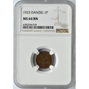 Wolne Miasto Gdańsk, 1 pfennig 1923, Berlin, NGC MS64 BN