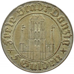 Wolne Miasto Gdańsk, 5 guldenów 1932, Kościół Mariacki, Berlin, rzadkie