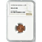 Rosja, Aleksander II, 1/2 kopiejki 1878 S.P.B, Petersburg, NGC MS65 RB