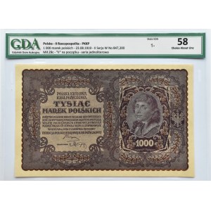 Polska, II RP, 1000 marek 1919, II serja W - typ 4, GDA 58