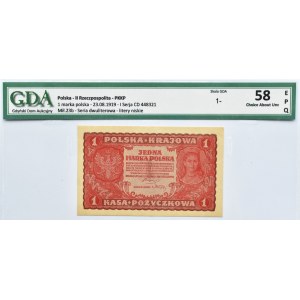 Polska, II RP, 1 marka 1919, I seria CD, Warszawa, GDA 58 EPQ