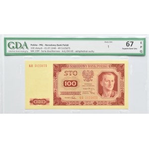 Polska, RP, 100 złotych 1948, seria KR, GDA 67 EPQ