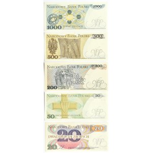 Polska, PRL, lot banknotów 20-1000 złotych 1982-1988, Warszawa
