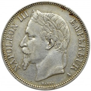 Francja, Napoleon III, 5 franków 1868 A, Paryż