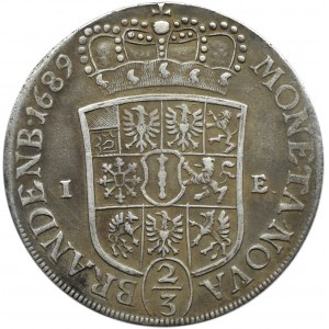 Niemcy, Prusy, Fryderyk III, 2/3 talara (gulden) 1689 IE, Magdeburg