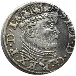 Stefan Batory, trojak 1586, Ryga, duża głowa króla