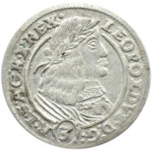 Śląsk, Leopold, 3 krajcary 1661 GH, Wrocław