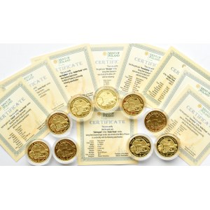 Niue, Szlak Bursztynowy, 9 x 5 dolarów, Warszawa, złoto, komplet z certyfikatami