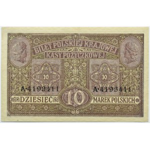 Polska, 10 marek 1916, Generał, seria i numerator A4...