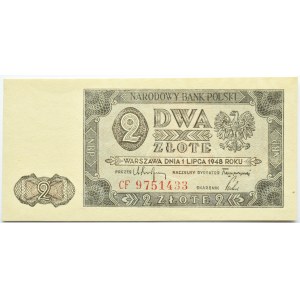 Polska, RP, 2 złote 1948, seria CF, Warszawa, UNC