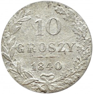 Mikołaj I, 10 groszy 1840 MW, Warszawa, z duchem i kropka po dacie, przebitka litery M