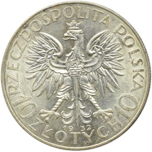 Polska, II RP, Głowa kobiety, 10 złotych 1932, ze znakiem mennicy, Warszawa