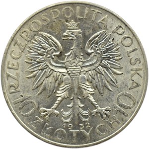 Polska, II RP, Głowa kobiety, 10 złotych 1932, ze znakiem mennicy, Warszawa