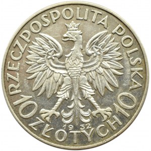 Polska, II RP, Głowa kobiety, 10 złotych 1932, bez znaku mennicy, Londyn