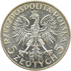 Polska, II RP, Głowa kobiety, 5 złotych 1933, Warszawa