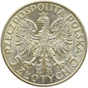 Polska, II RP, Głowa kobiety, 5 złotych 1933, Warszawa