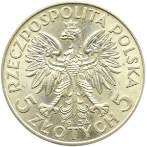 Polska, II RP, Głowa Kobiety, 5 złotych 1934, Warszawa