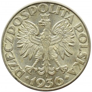 Polska, II RP, Żaglówka, 2 złote 1936, Warszawa, piękne!
