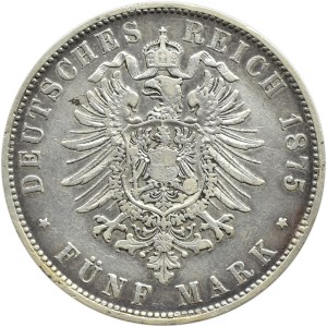 Niemcy, Wirtembergia, Wilhelm I, 5 marek 1875 F, Stuttgart