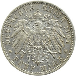 Niemcy, Wirtembergia, Wilhelm II, 5 marek 1901 F, Stuttgart