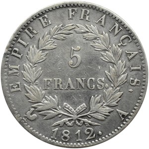 Francja, Napoleon Bonaparte, 5 franków 1812 A, Paryż