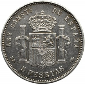 Hiszpania, Alfonso XIII, 5 peset 1888, Madryt
