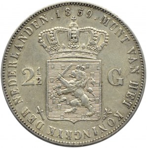 Holandia, Willem III, 2 1/2 guldena 1859, Utrecht