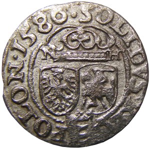 Stefan Batory, szeląg 1586, Olkusz, litery ID i NH