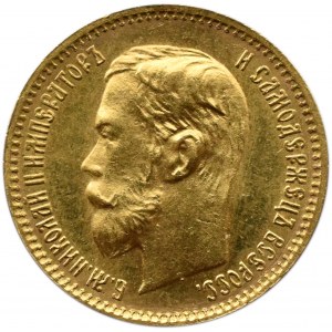 Rosja, Mikołaj II, 5 rubli 1902 AP, Petersburg, piękny egzemplarz