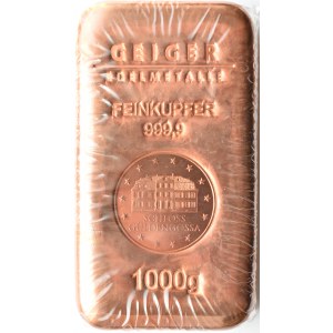Deutschland, Geiger, Barren 1 Kilogramm reines Kupfer, foliert