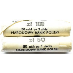 Polska, PRL, 1-2 złote 1989, rolki bankowe, Warszawa
