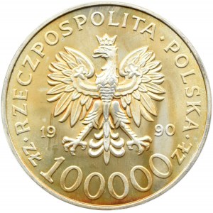 Polska, III RP 100000 złotych 1990, 10 lat Solidarności, Warszawa, UNC