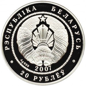 Białoruś, 20 rubli 2007, Wilk