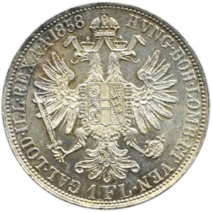 Austro-Węgry, Franciszek Józef I, 1 floren 1858 A, Wiedeń