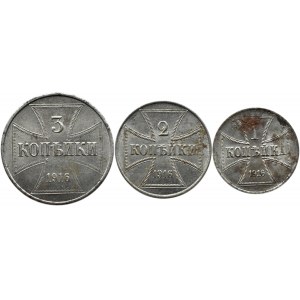 Królestwo Polskie, OST, lot 1,2,3 kopiejki 1916 J, Hamburg