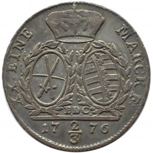 Niemcy, Saksonia, Fryderyk August II, 2/3 talara (gulden) 1776 EDC, Drezno