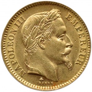 Francja, Napoleon III, 20 franków 1866 A, Paryż