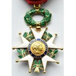 Francja III Republika, (1870-1947), Legia Honorowa klasa IV, złoto, oryginalna wstążka z rozetką