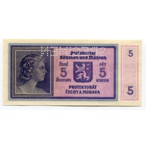 Bohemia & Moravia 5 Korun 1940 (ND) Specimen