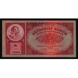 Czechoslovakia 50 Korun 1929 Specimen